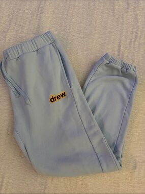 DREW Light Blue Kids Sweatpants with Yellow Logo